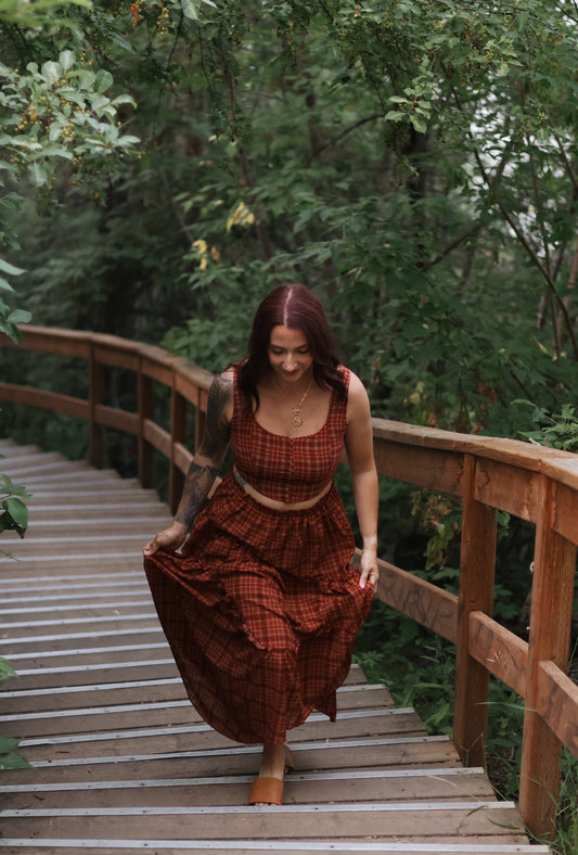 Kasandra Plaid Handkerchief Midi Skirt