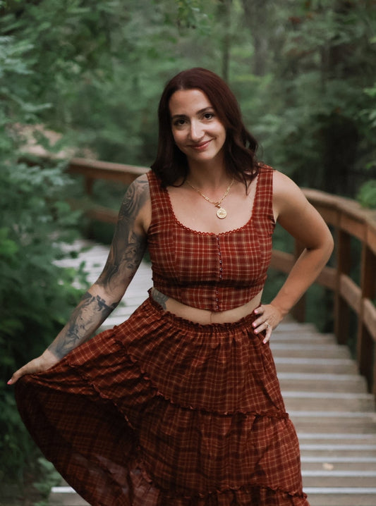 Kasandra  Plaid Crop Corset Top
