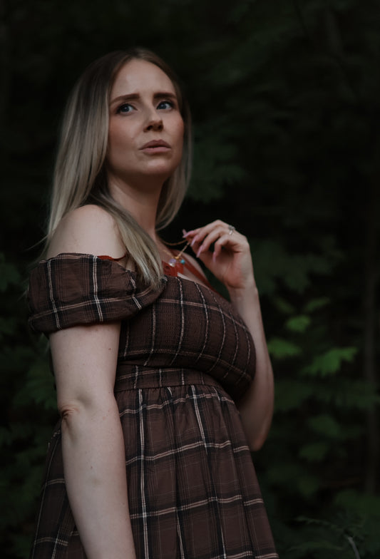Kassidy Plaid Ruffle Hem Midi Dress