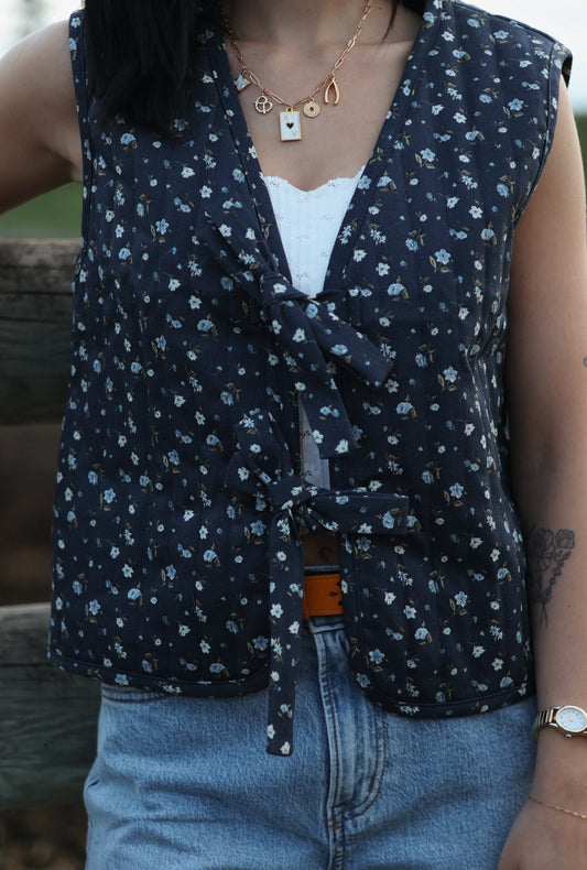 Lorrie Front Tie Quilted Vest