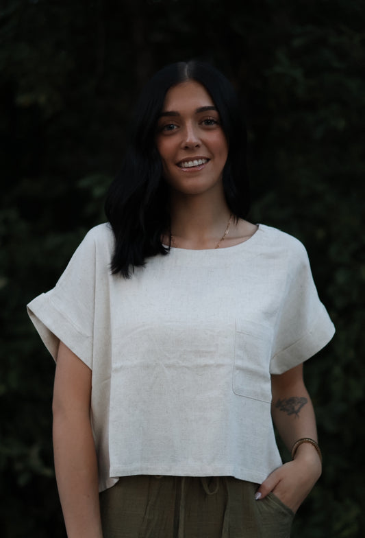 Cara Linen Short Sleeve Top