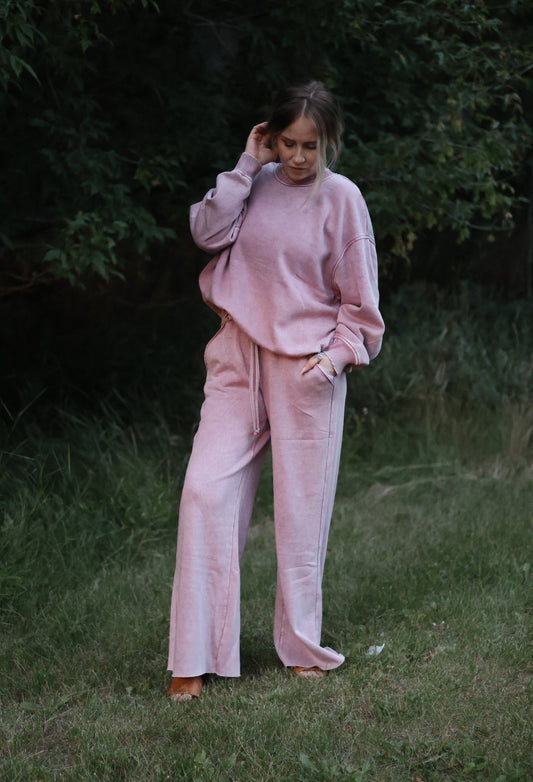 Natasha Acid Wash Fleece Sweat Pants