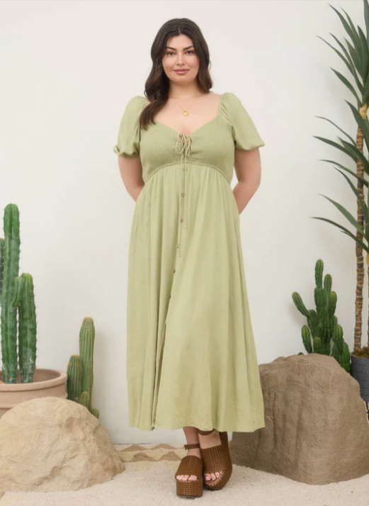 + Cynthia Smocked Front Tie Sundress
