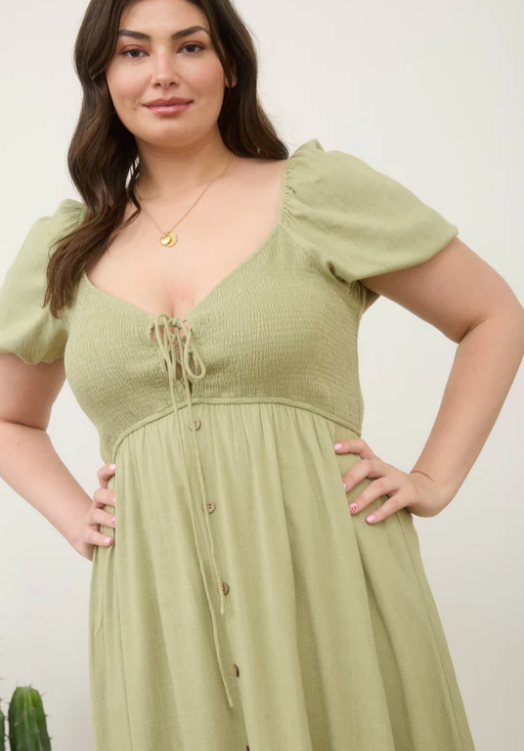 + Cynthia Smocked Front Tie Sundress
