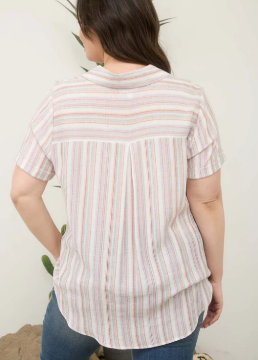+ Danica Stripe Button Down Top