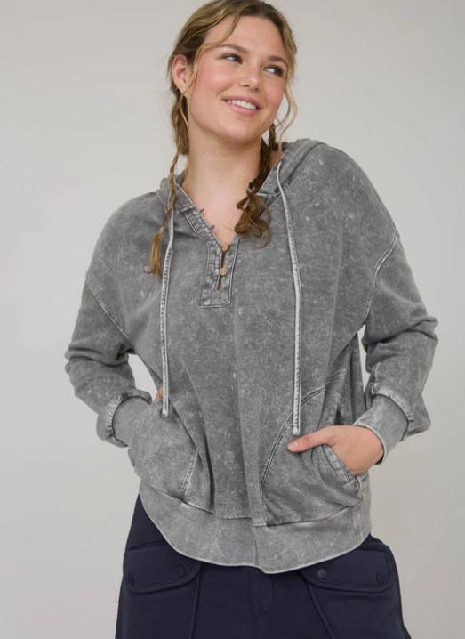 Fiona Washed Henley Hoodie