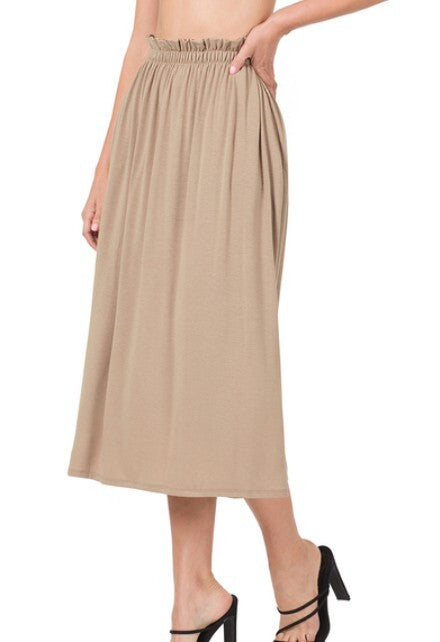 Lori Paperbag Midi Skirt- Ash Mocha