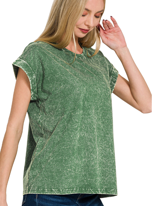 + Alice Crinkle Washed Tee - Green